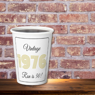 Vintage 1976 Retro Birthday 50th Birthday White Paper Cups
