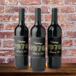 Vintage 1976 Retro Birthday 50th Birthday Wine Label