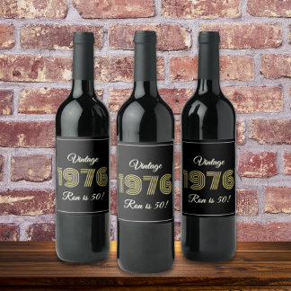 Vintage 1976 Retro Birthday 50th Birthday Wine Label