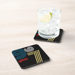 Vintage 1976 Retro Stripe Abstract 50th Birthday  Beverage Coaster