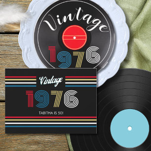 Vintage 1976 Retro Stripe Record 50th Birthday Invitation