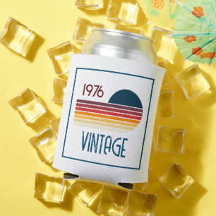 Vintage 1976 Retro Stripe Sun 50th Birthday Can Cooler