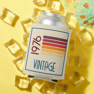 Vintage 1976 Retro Stripe Sun 50th Birthday Can Cooler
