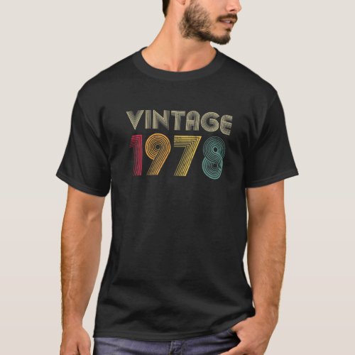 Vintage 1978 43rd Birthday Gift 43 Years Old Men W T_Shirt