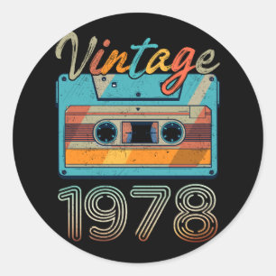 Vintage 1978 Cassette Tape Retro 45th Birthday 45 Classic Round Sticker