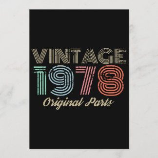 vintage 1978 original parts birthday t-shirts card