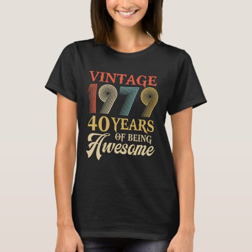 Vintage 1979 42 Years of Being Awesome Birthday T_ T_Shirt