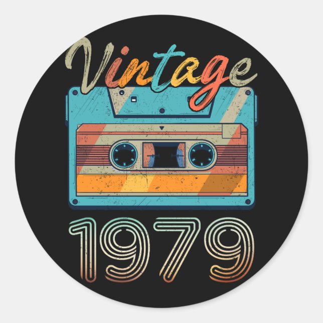 Vintage 1979 Cassette Tape Retro 44th Birthday 44  Classic Round Sticker (Front)