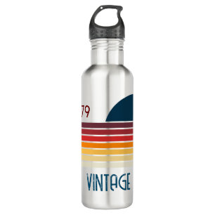 Vintage 1979 Retro Stripe Sun Stainless Steel Water Bottle