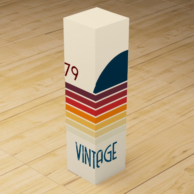 Vintage 1979 Retro Stripe Sun Wine Box (Front)