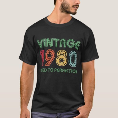 Vintage 1980 Aged To Perfection 44th Birthday T_Shirt
