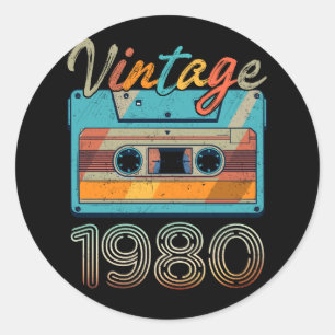 Vintage 1980 Cassette Tape Retro 43rd Birthday 43 Classic Round Sticker