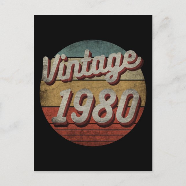 VINTAGE 1980 MEN WOMEN BIRTHDAY GIFT POSTCARD (Front)