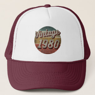 VINTAGE 1980 MEN WOMEN BIRTHDAY GIFT TRUCKER HAT