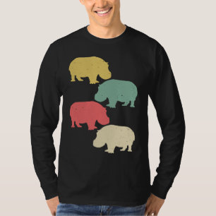 Vintage 1980  Women  Hippopotamus Retro T-Shirt