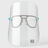 Vintage 1980s Style Oversized Glasses Monogrammed Face Shield (Front)