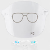 Vintage 1980s Style Oversized Glasses Monogrammed Face Shield (Front w/Glasses)