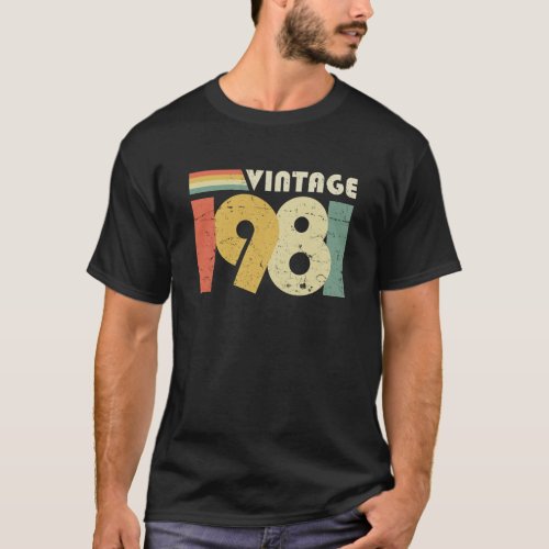 Vintage 1981 40th Birthday Gift Distressed Design T_Shirt