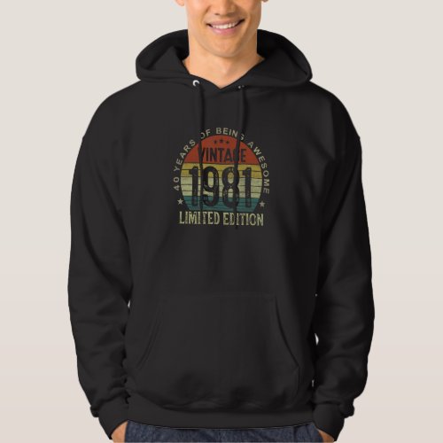 Vintage 1981 40th Birthday Gifts For Men Women 40  Hoodie
