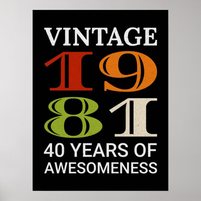Vintage 1981 40th Birthday Quote Idea Birthday Poster (Front)