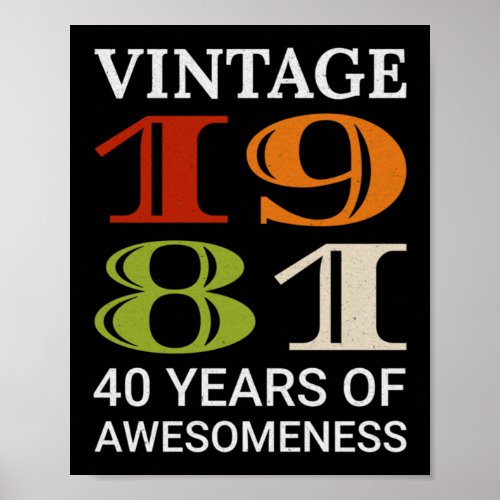 Vintage 1981 40th Birthday Quote Idea Birthday Poster