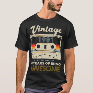 Vintage 1981 Cassette ape 40 Awesome 40th Birthday T-Shirt