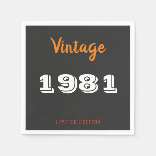 Vintage 1981 limited edition 40th Birthday Gift Napkins