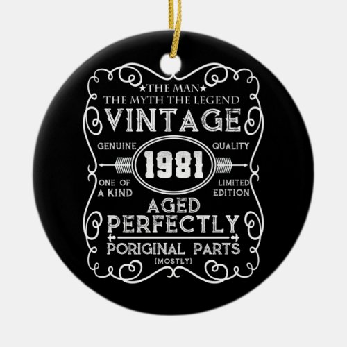 Vintage 1981 Man Myth Legend 40th Birthday Ceramic Ornament