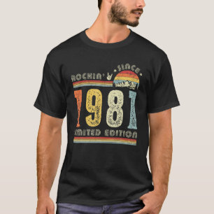 Vintage 1981 Rockin Since 1981 40Th Birthday 40 Ye T-Shirt