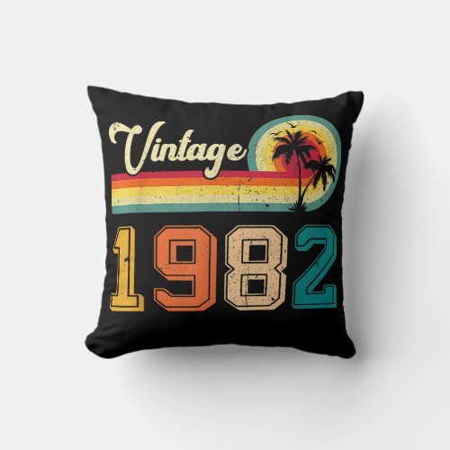 Vintage 1982 40th Birthday Men Women Retro 40 Throw Pillow