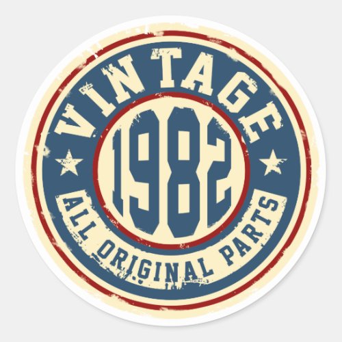 Vintage 1982 All Original Parts Classic Round Sticker