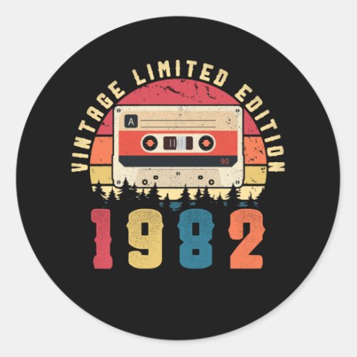 Vintage 1982 Birthday Cassette Tape Classic Round Sticker