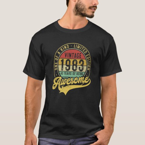 Vintage 1983 40 Years Of Being Awesome 40 Years Ol T_Shirt