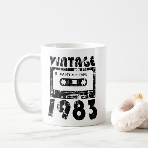 Vintage 1983 40th Birthday Retro Cassette Mix Tape Coffee Mug