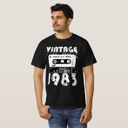 Vintage 1983 40th Birthday Retro Cassette Mix Tape T_Shirt