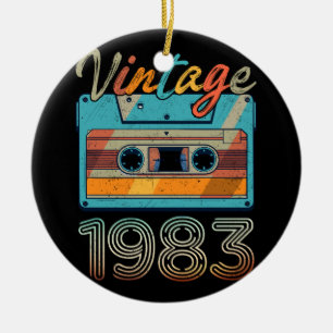 Vintage 1983 Cassette Tape Retro 40th Birthday 40 Ceramic Ornament