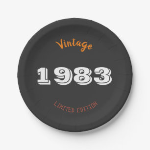 Vintage 1983 Limited Edition 43rd Birthday Retro Paper Plates