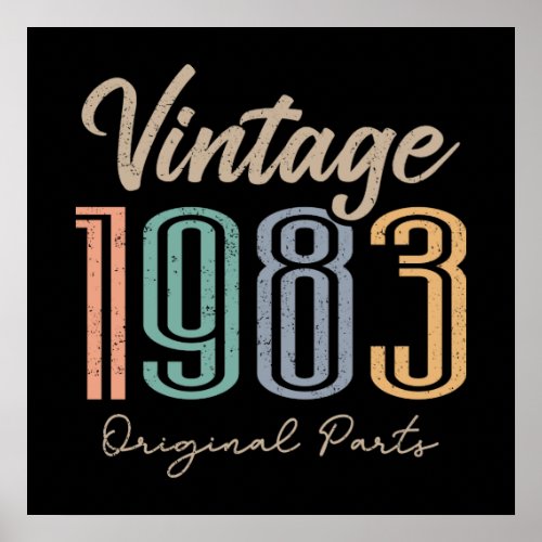 Vintage 1983 Original Parts 40 Years Old Birthday Poster