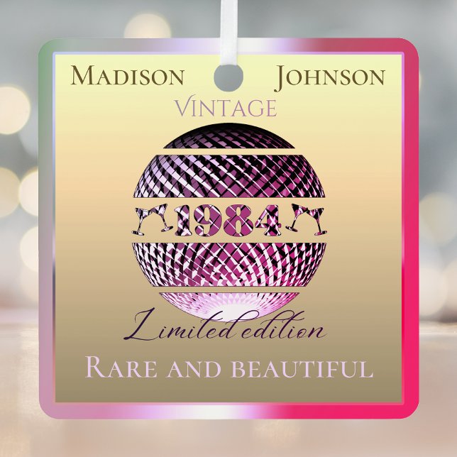 Vintage 1984 40th birthday pink metal ornament (Creator Uploaded)