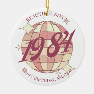 Vintage 1984 40th birthday retro party decor ceramic ornament