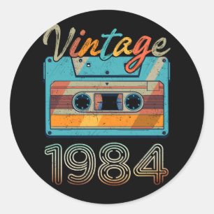 Vintage 1984 Cassette Tape Retro 39th Birthday 39 Classic Round Sticker