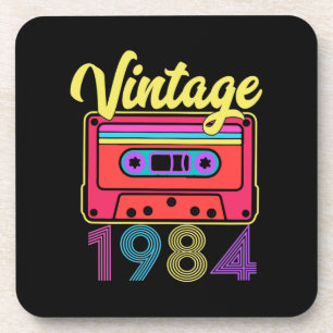 Vintage 1984 Colorful Cassette Tape Beverage Coaster