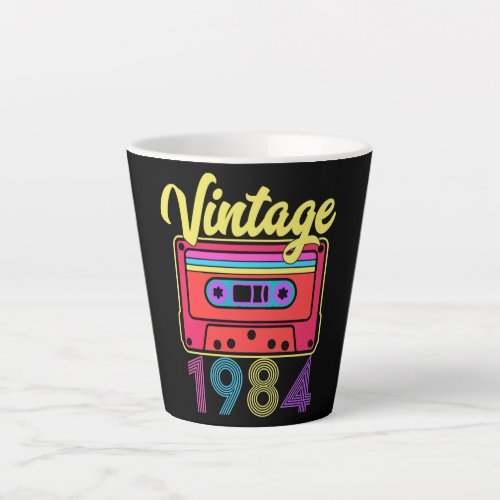 Vintage 1984 Colorful Cassette Tape Latte Mug