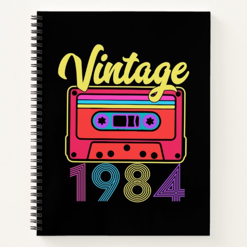Vintage 1984 Colorful Cassette Tape Notebook