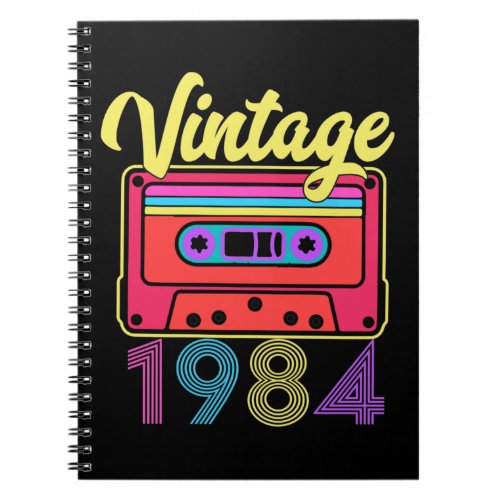Vintage 1984 Colorful Cassette Tape Notebook