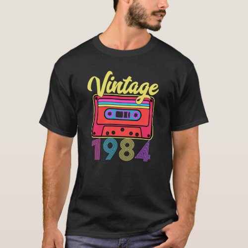 Vintage 1984 Colorful Cassette Tape T_Shirt