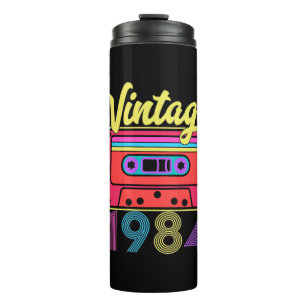 Vintage 1984 Colorful Cassette Tape Thermal Tumbler