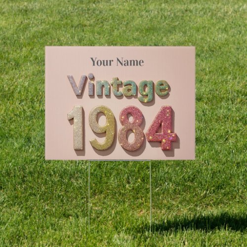 Vintage 1984 Custom Lawn Sign Glittering Memories Sign