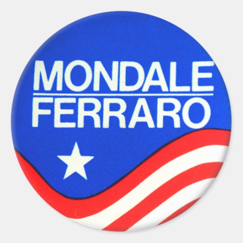Vintage 1984 Democrat Campaign Mondale Ferraro Classic Round Sticker