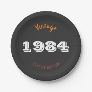 Vintage 1984 Limited Edition 42nd Birthday Retro Paper Plates